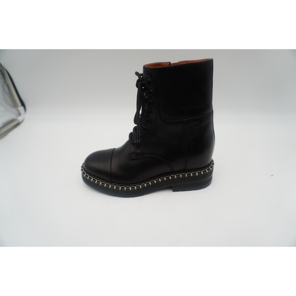 Chloé Noua Leather Whipstitch Trim Combat Ankle Boots. Style and Comfort Size 35 - Picture 7 of 11